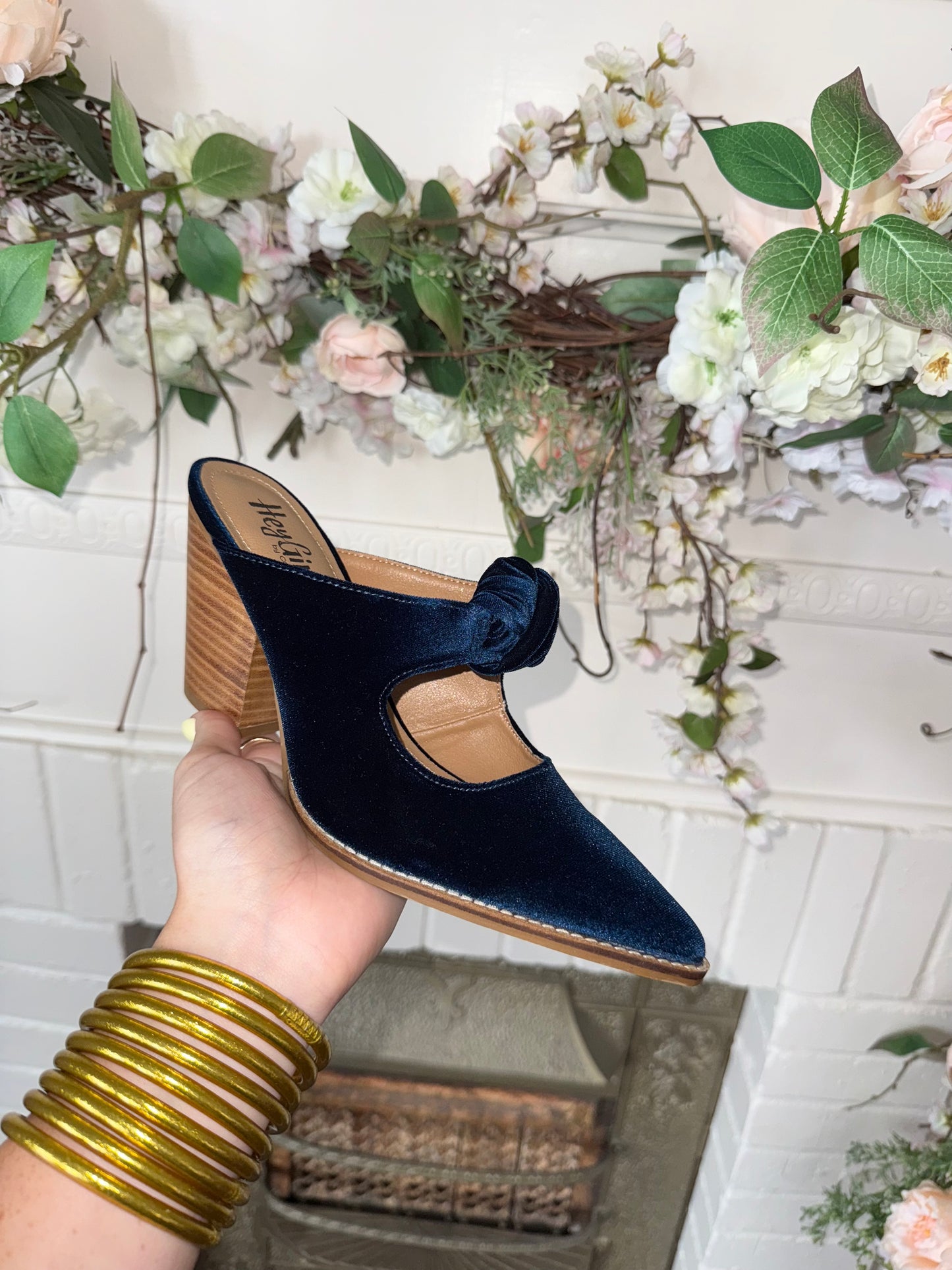 Knot Gonna Happen Navy Velvet Heel