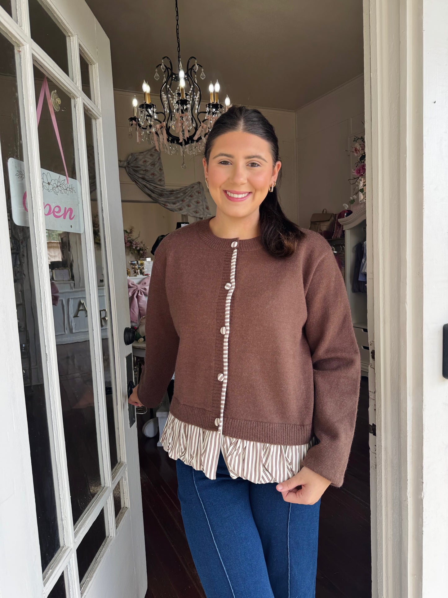 Megan Brown Ruffle Top