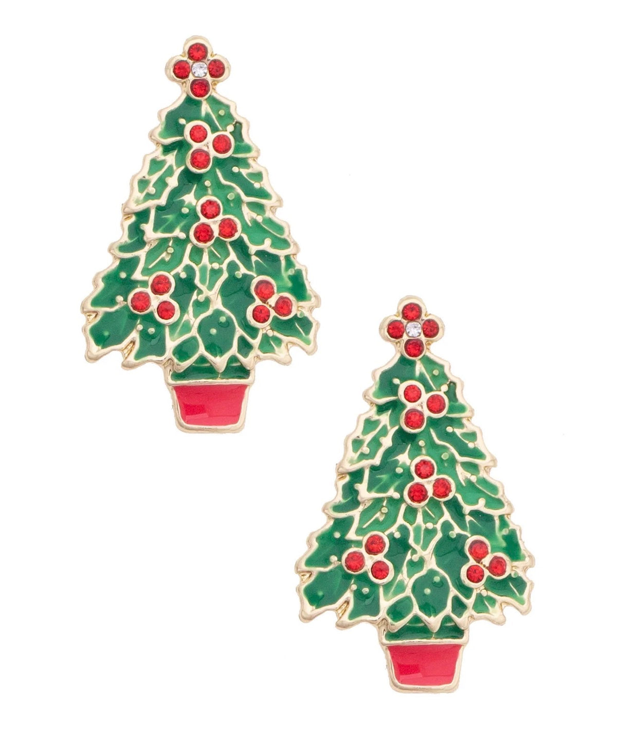 O Christmas Tree Enamel Stud Earrings