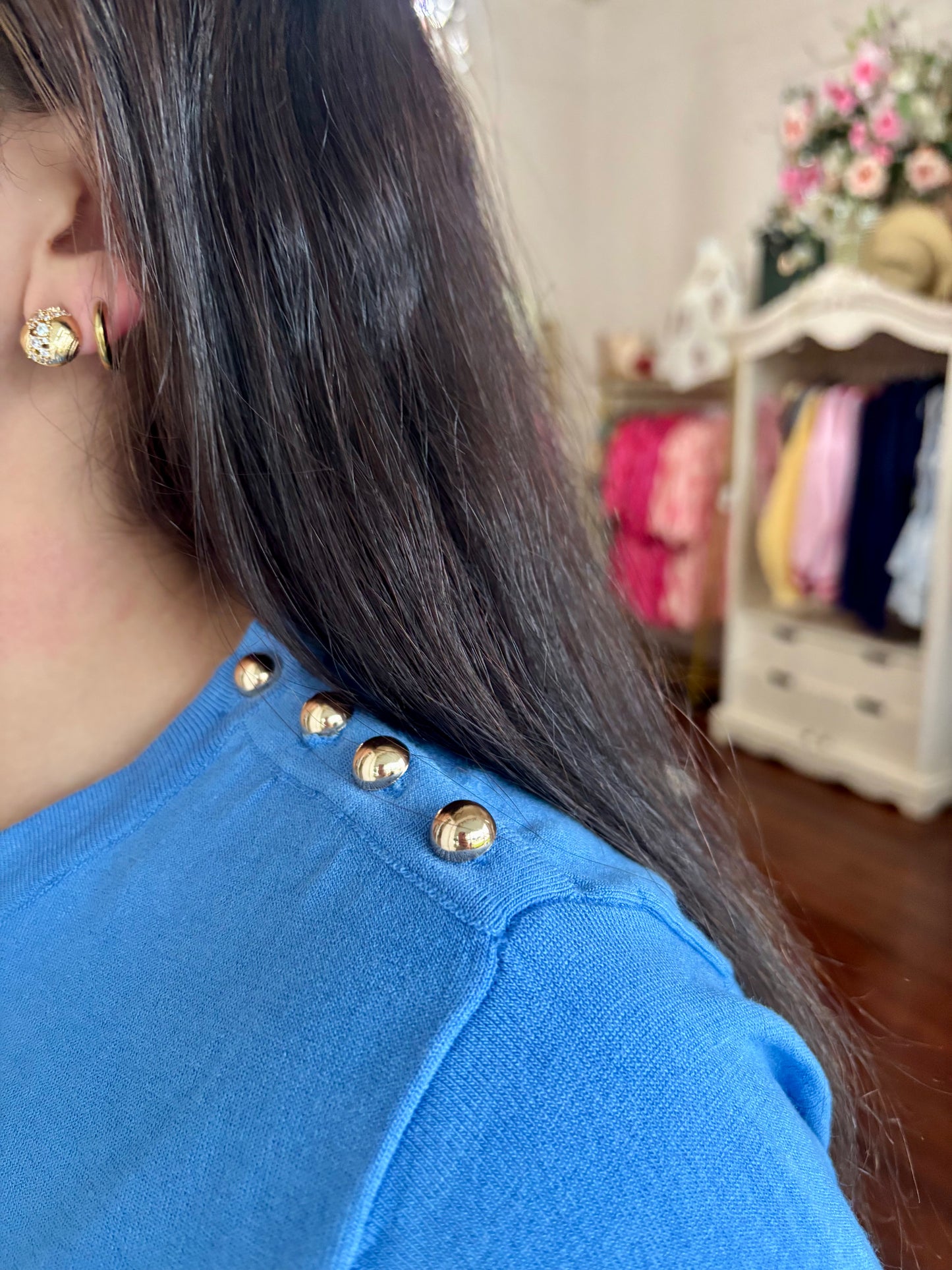 Addi Blue Stud Top