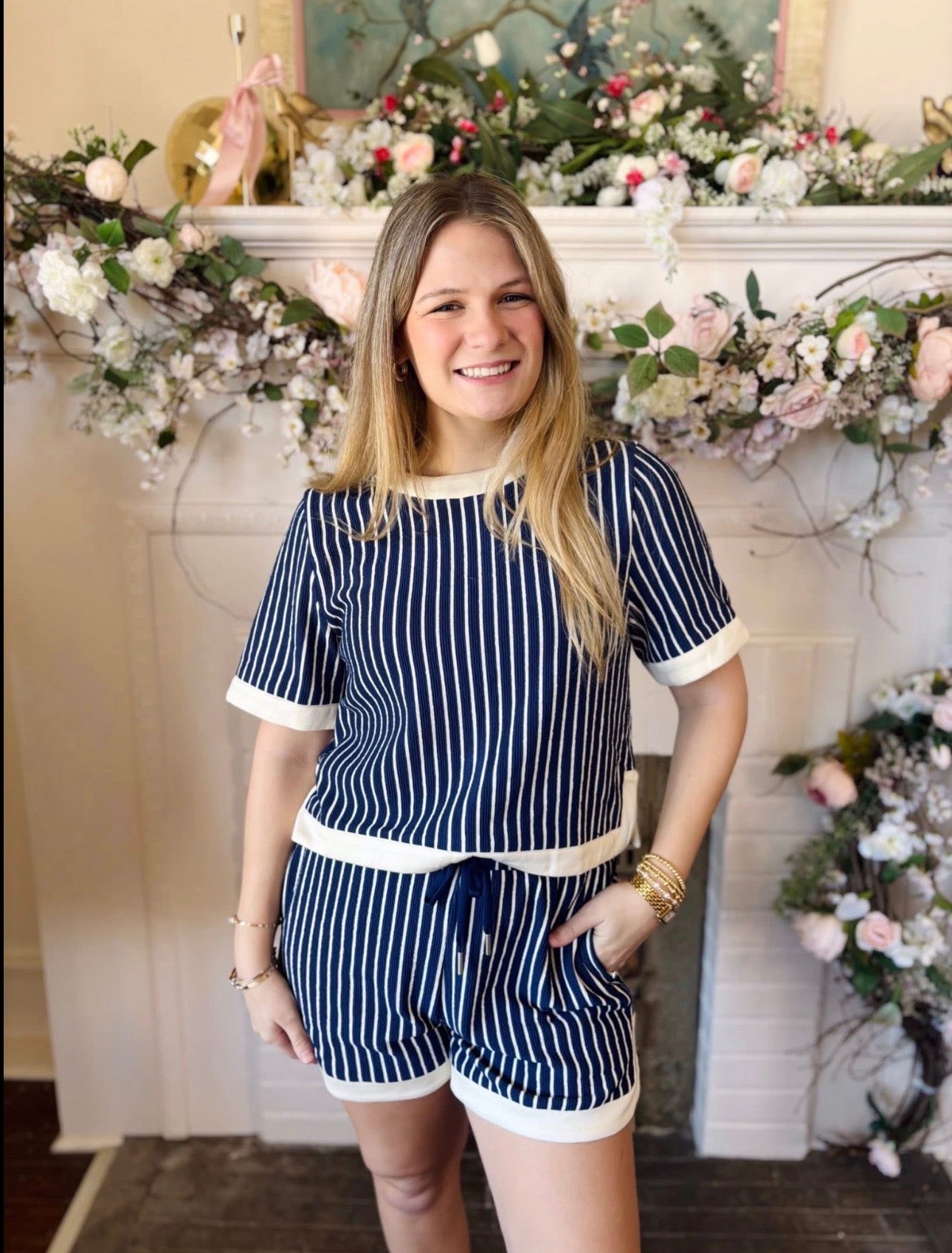 Navy Pinstripe Set