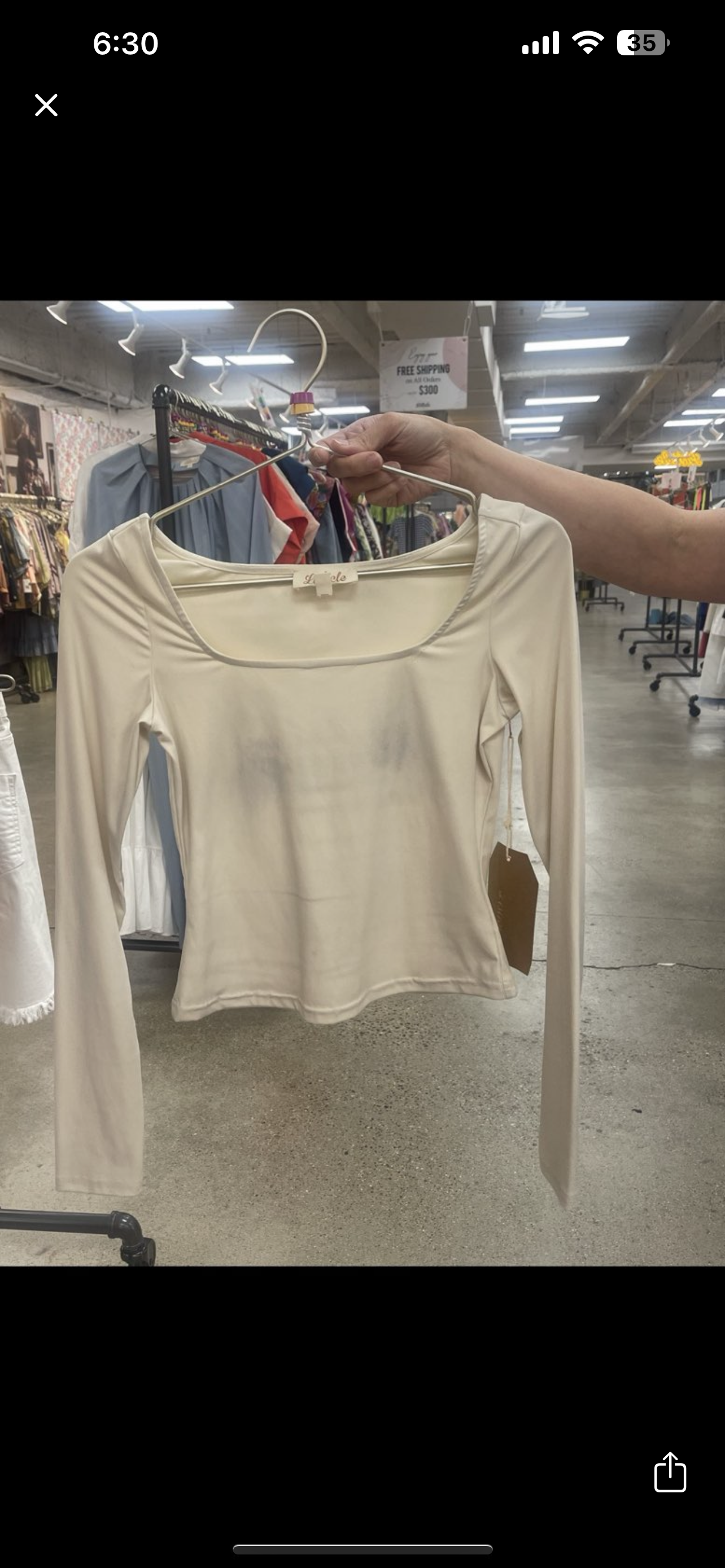 Cream Long Sleeve Top