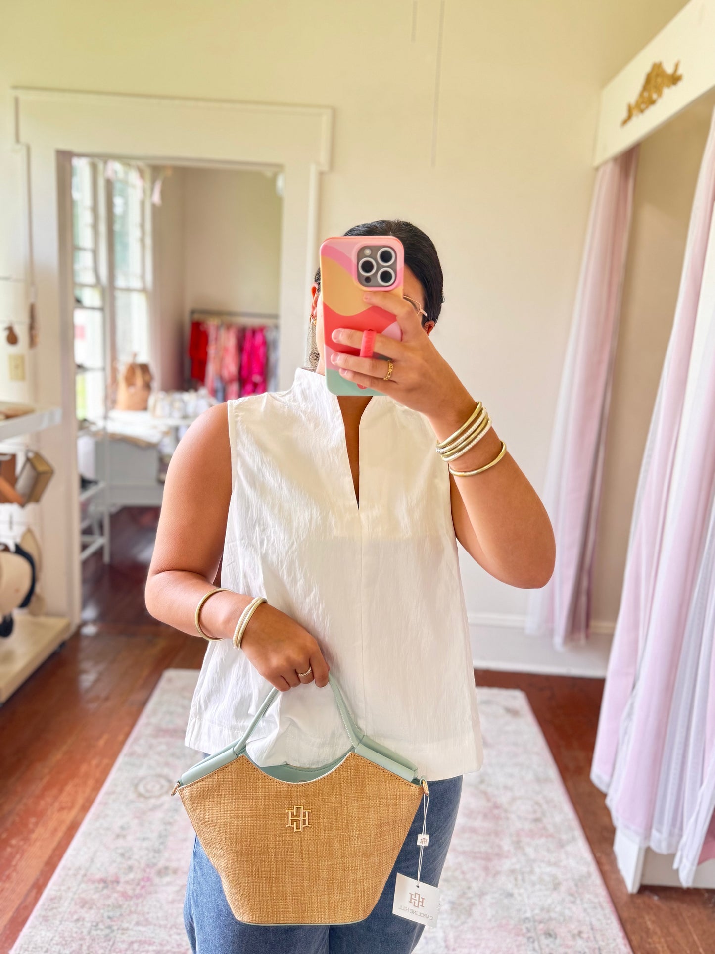 Marie White Collared V-Neck Top