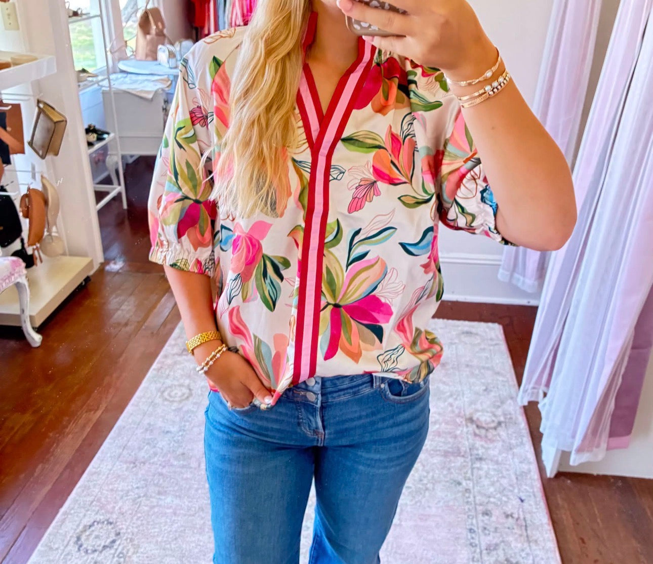 Angie Floral Satin Top