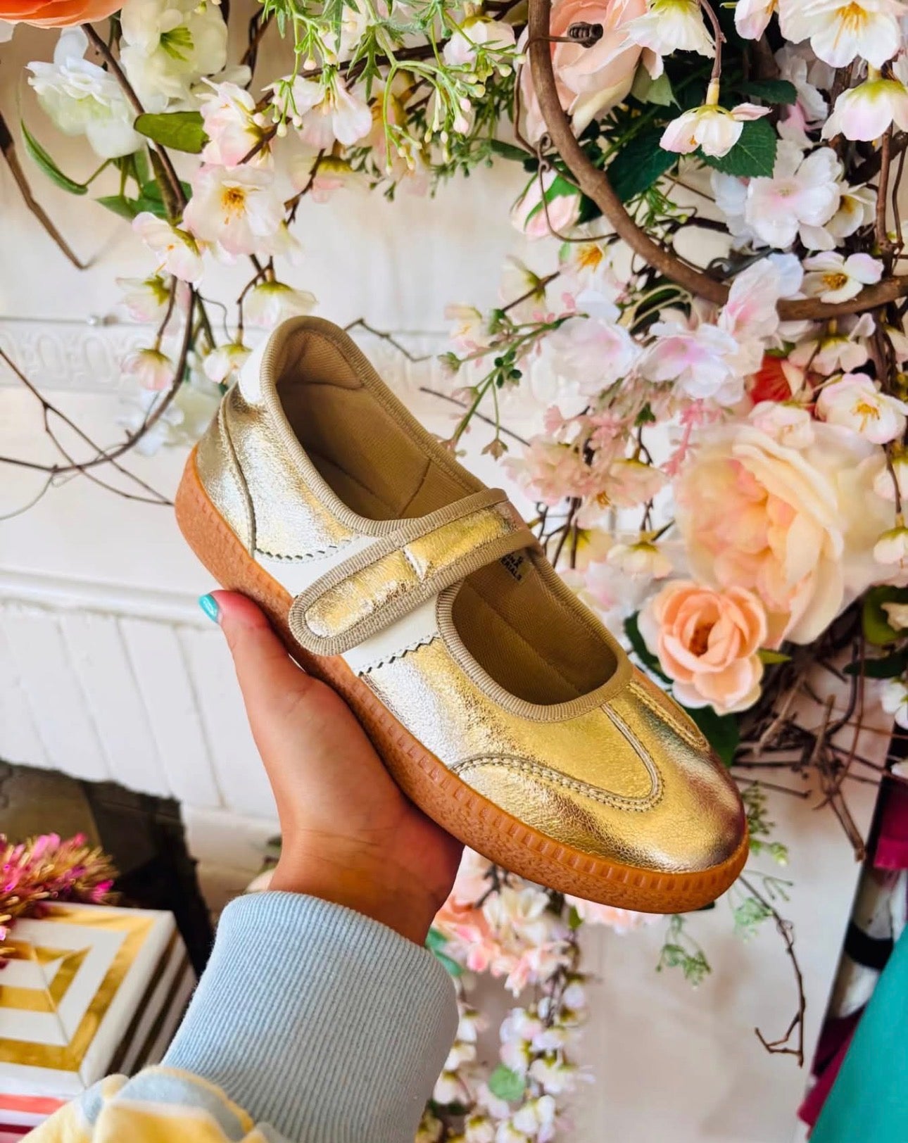 Calm Down Gold Mary Jane Sneakers