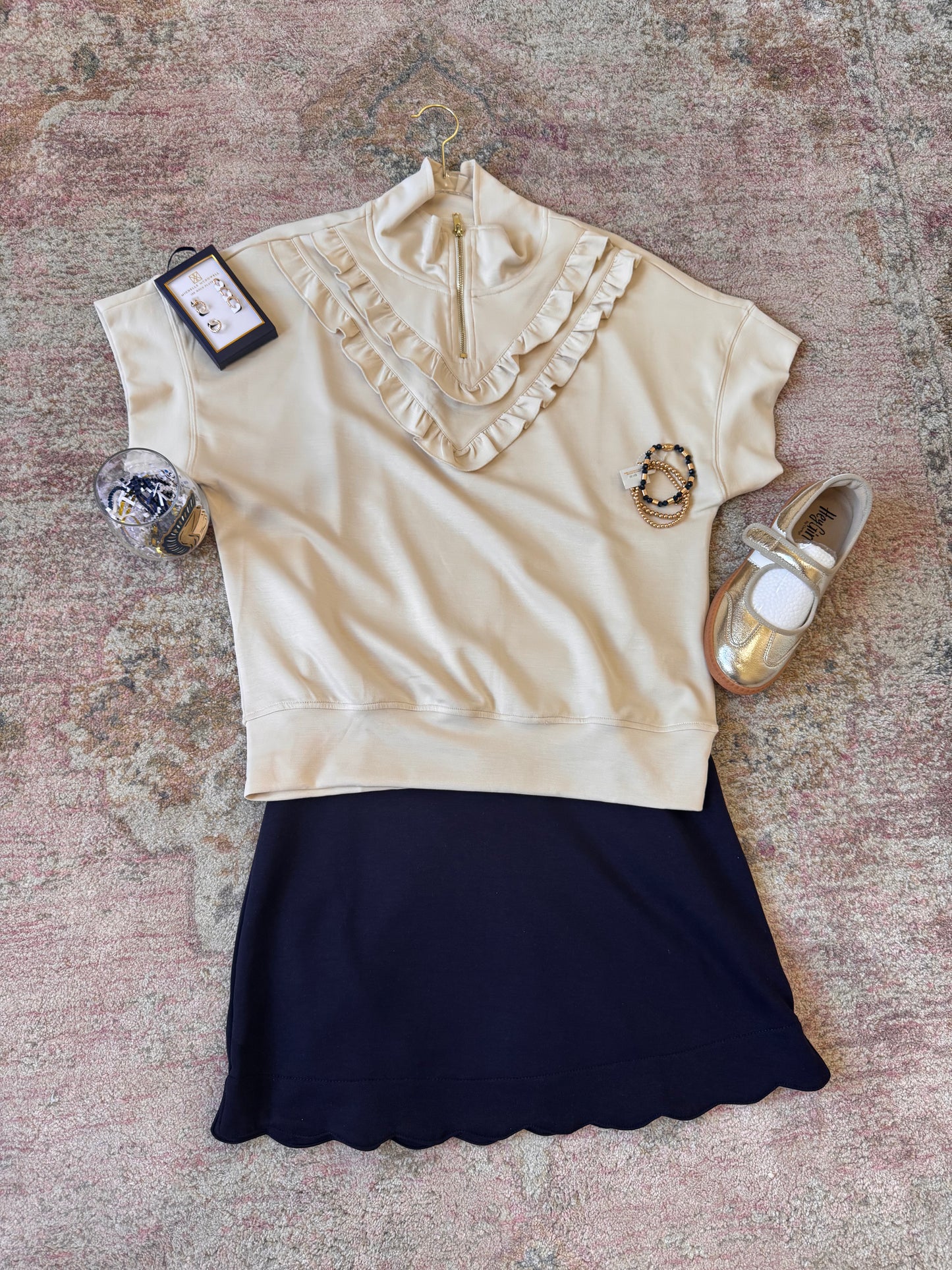 Bell Navy Scalloped Skort