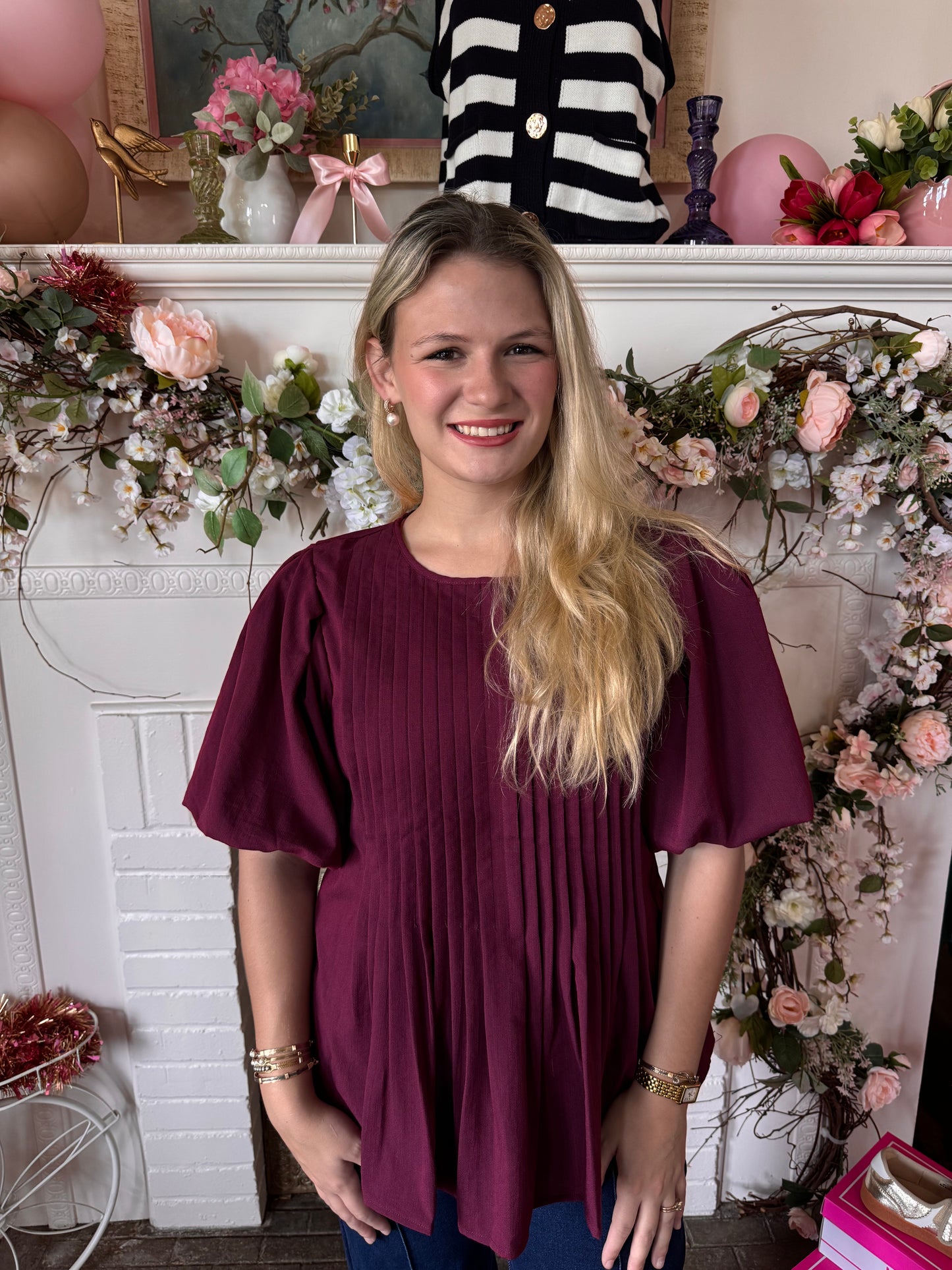 Merlot Pleated Top