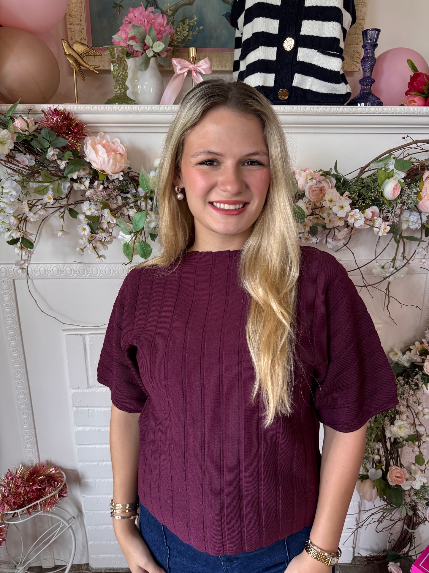 Lovely Red Wine Sweater Top