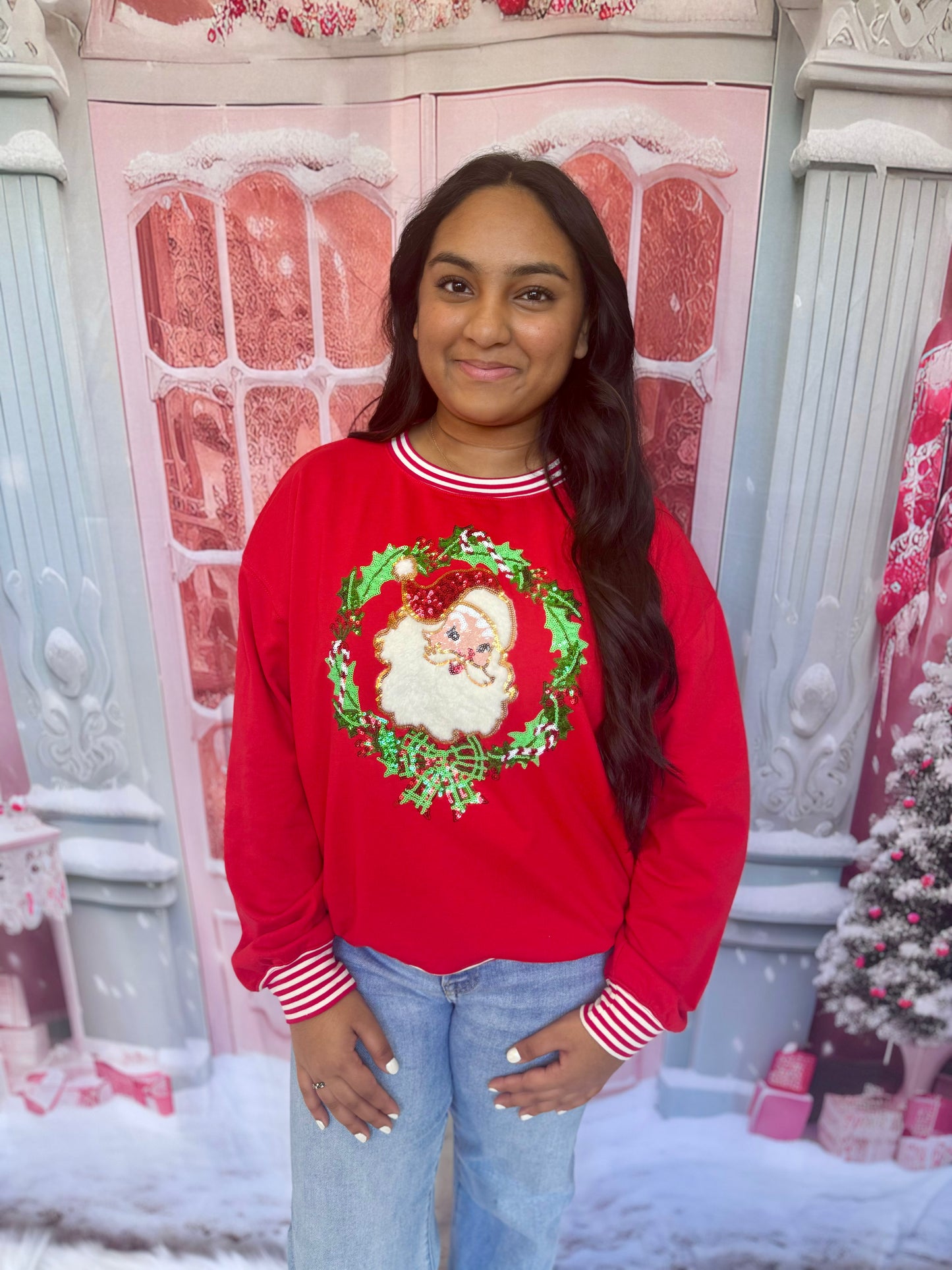Wreath Sweatshirt Red