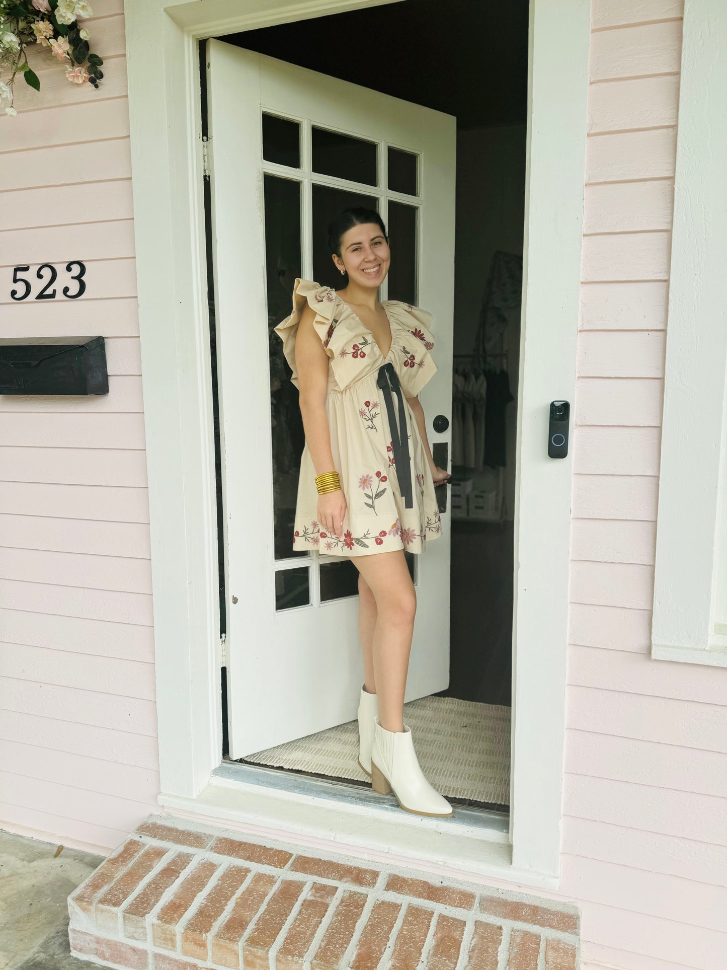 Taupe Floral Dress