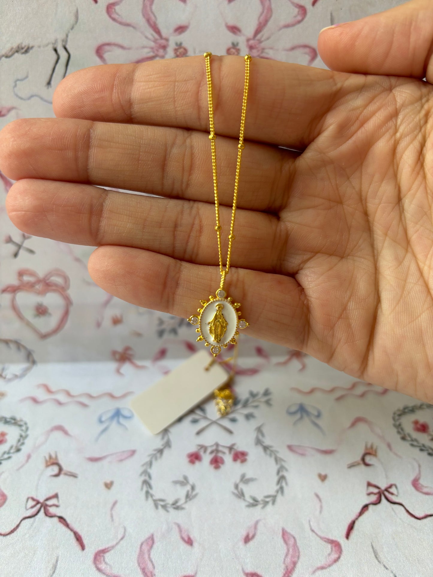 Enamel Virgin Mary Necklace