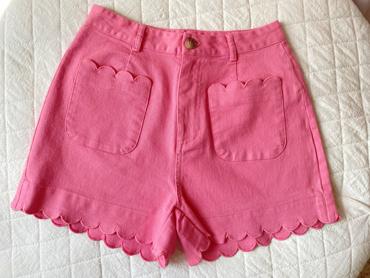 Pink Scalloped Shorts