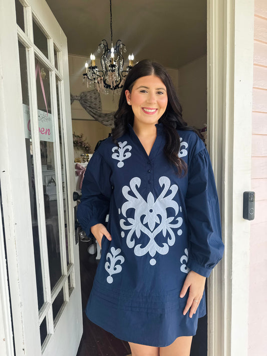 Fancy Navy/Blue Embroidered Dress