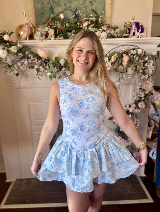 Blue Floral Athletic Romper