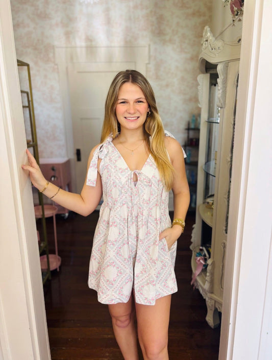 Denim Floral Romper