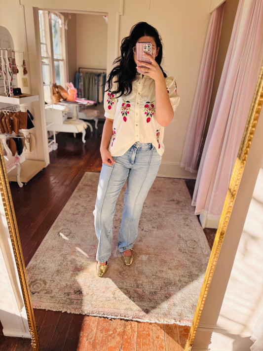 Floral Embroidery Top
