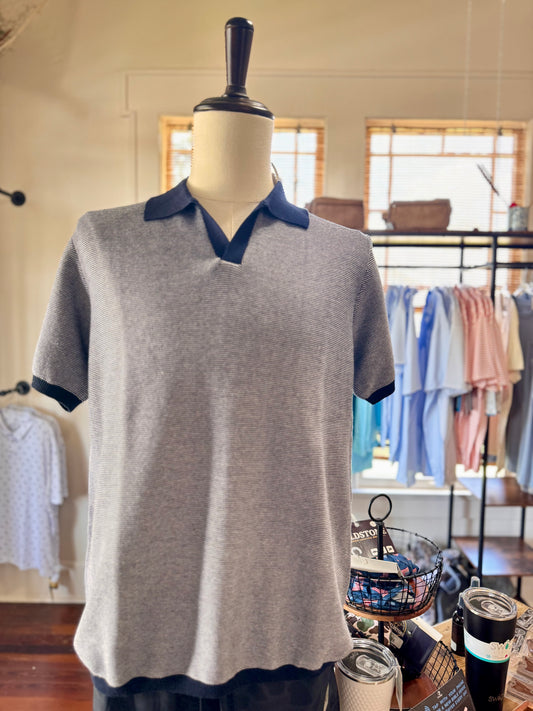 SS Navy Knit Polo