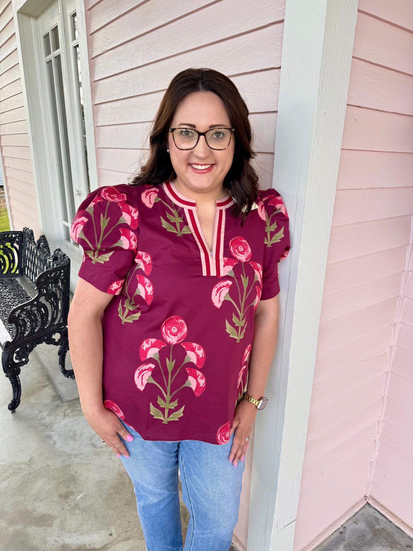 WINE FLORAL TOP PLUS