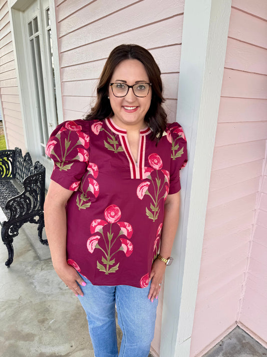 WINE FLORAL TOP PLUS