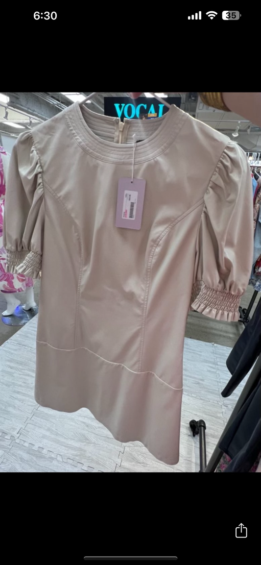 Leather Puff Sleeve Dress