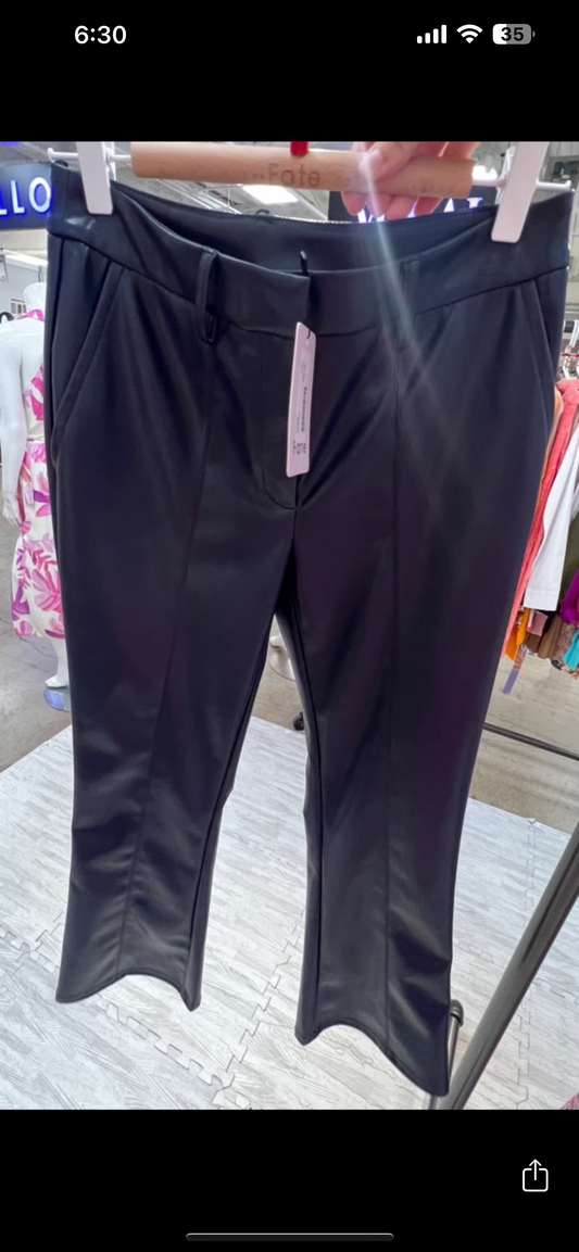 Navy Leather Pants