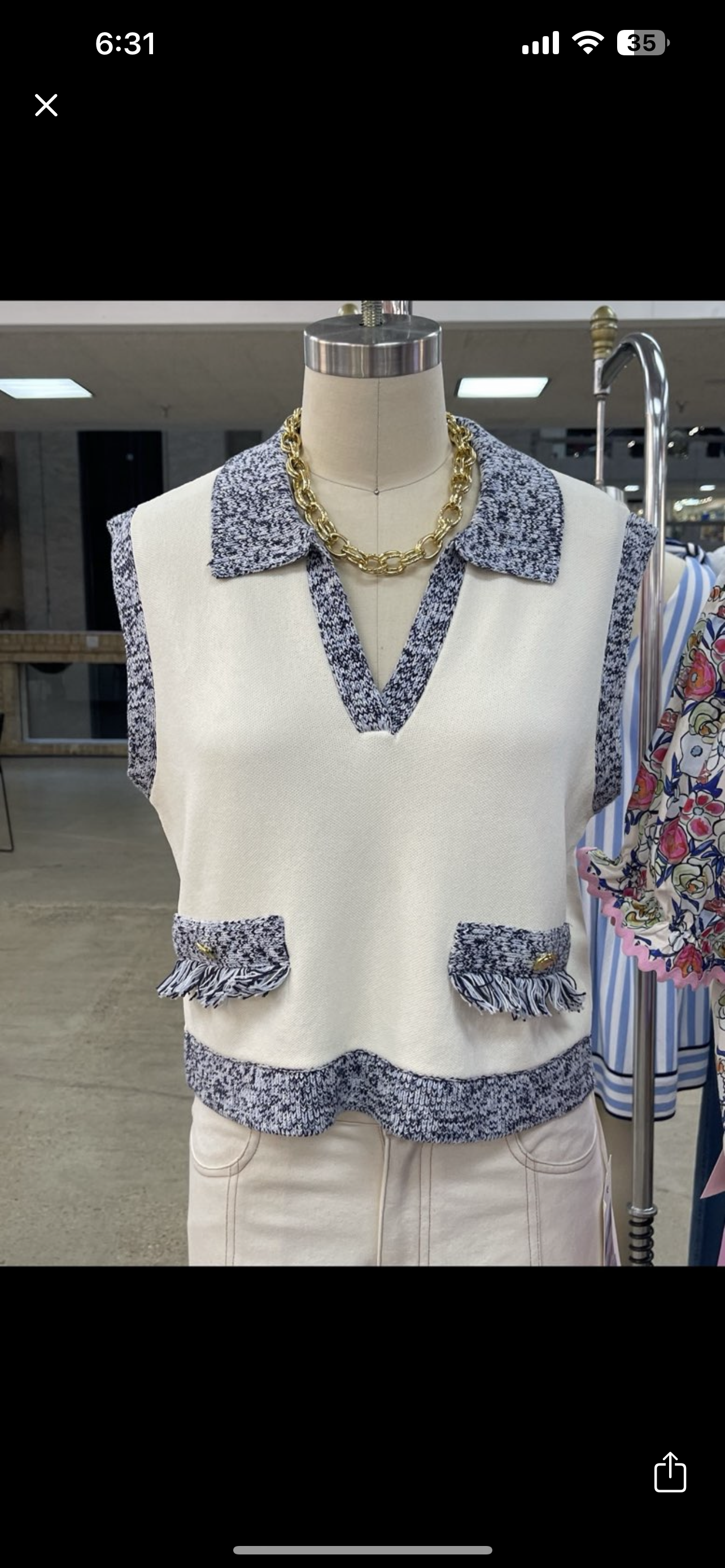 Blue Tweed Top