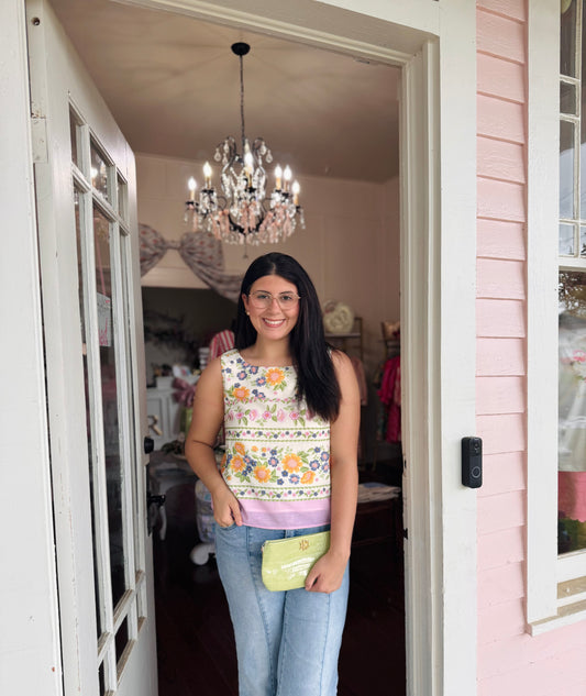 Poly Linen Floral Top