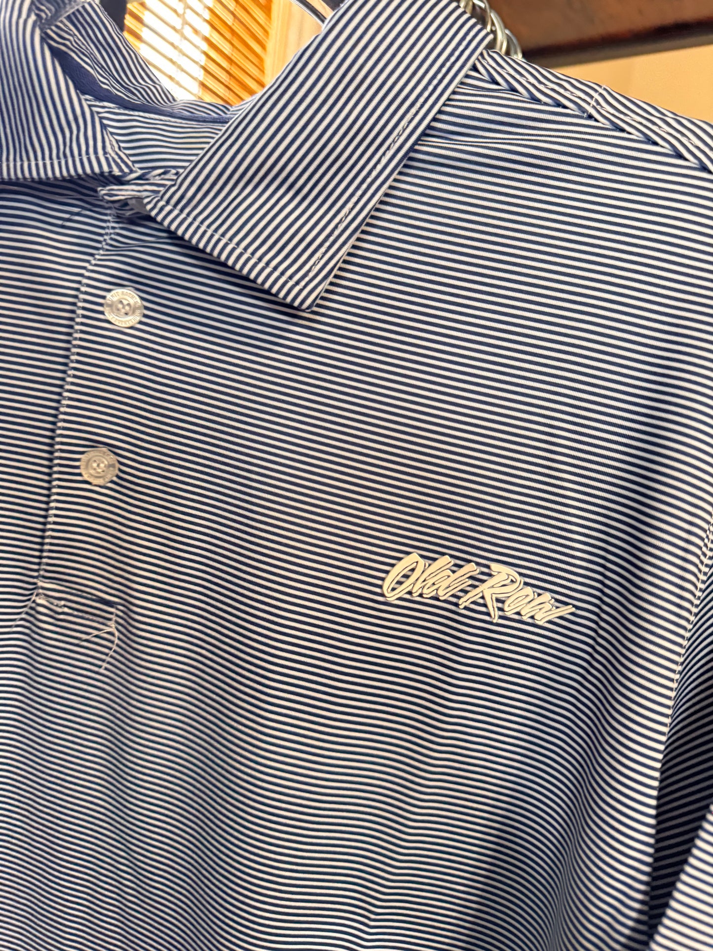 Old Row Striped Polo Navy