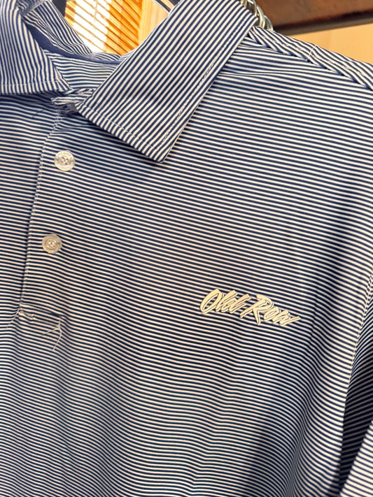 Old Row Striped Polo Navy