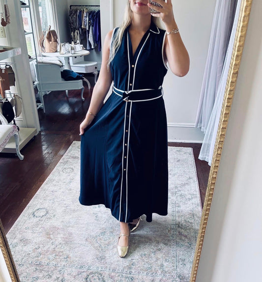 First Lady Navy Midi Dress
