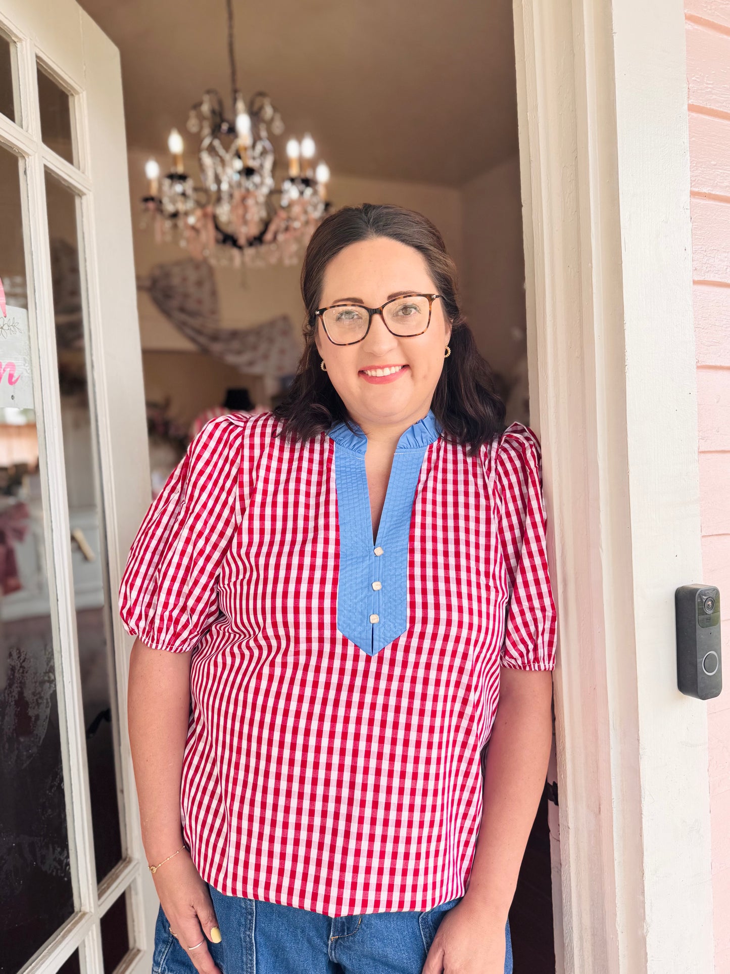 Red White & Cute Curvy Top