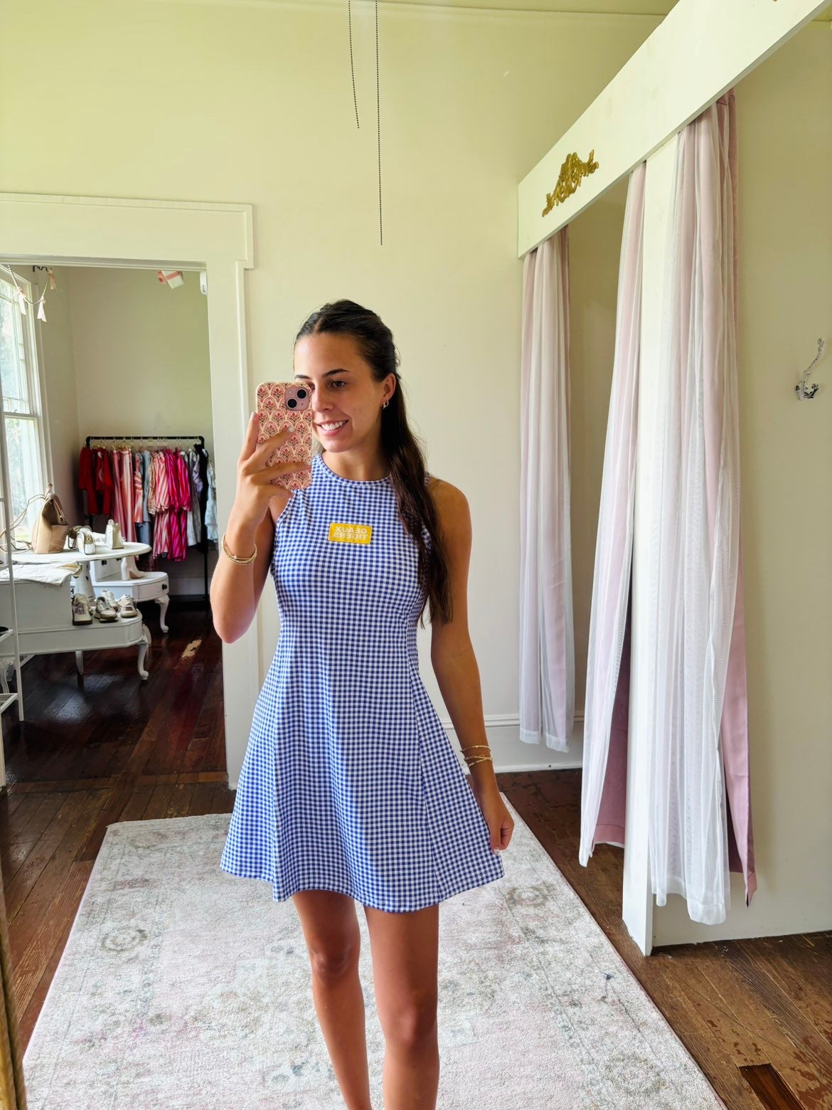 The Grace Gingham Dress Geaux Tigers Woven Label | Purple Gingham