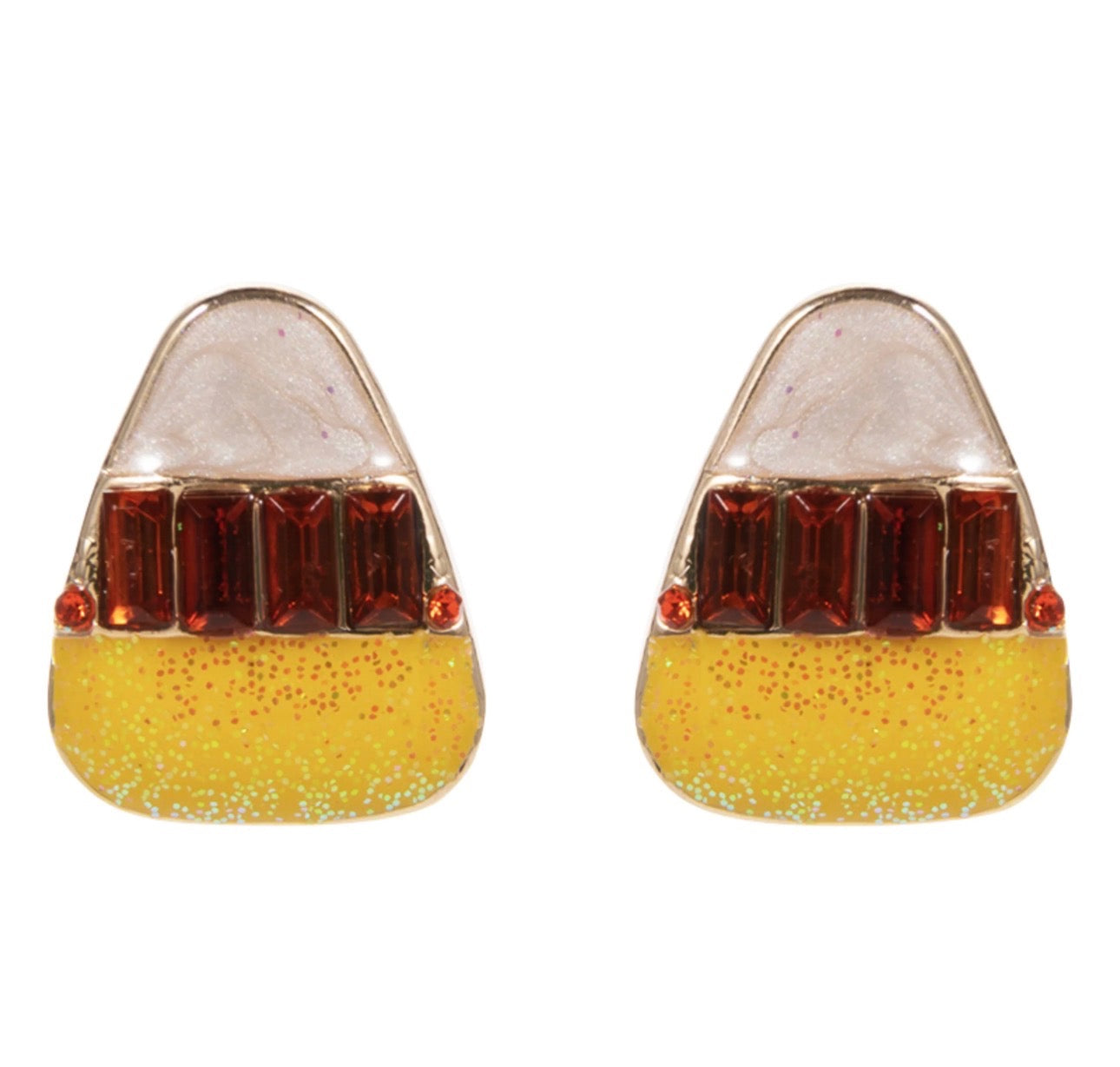 Enamel, Crystal Candy Corn Earring