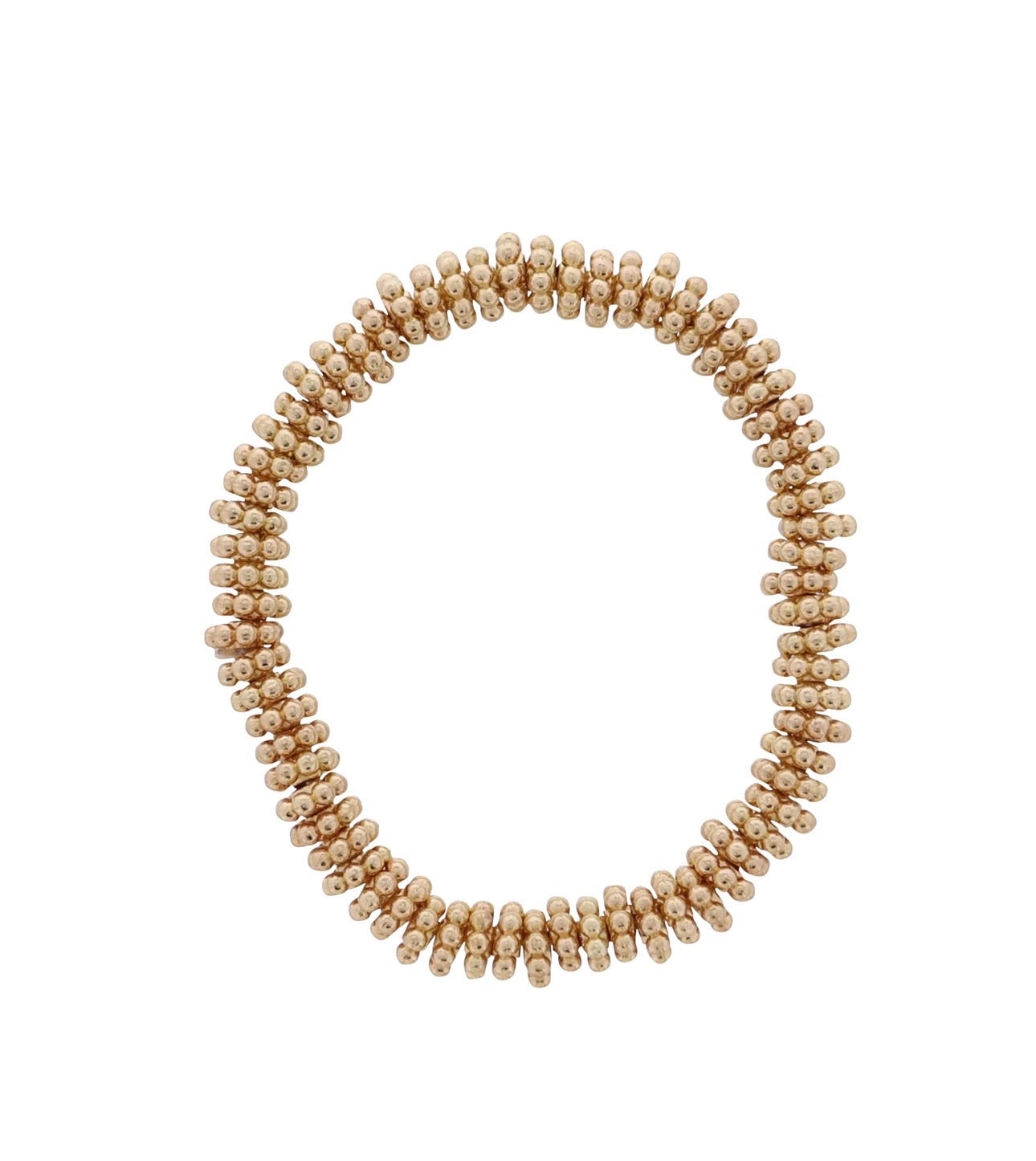 Gold Large Studded Spacer Beaded Stretch Bracelet