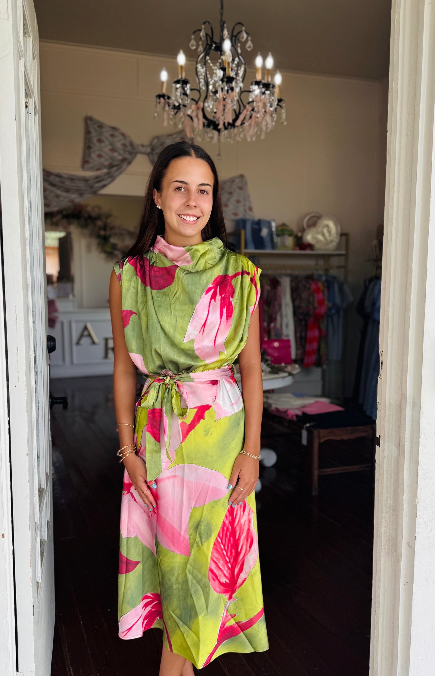 Kate Lime Floral Midi Dress