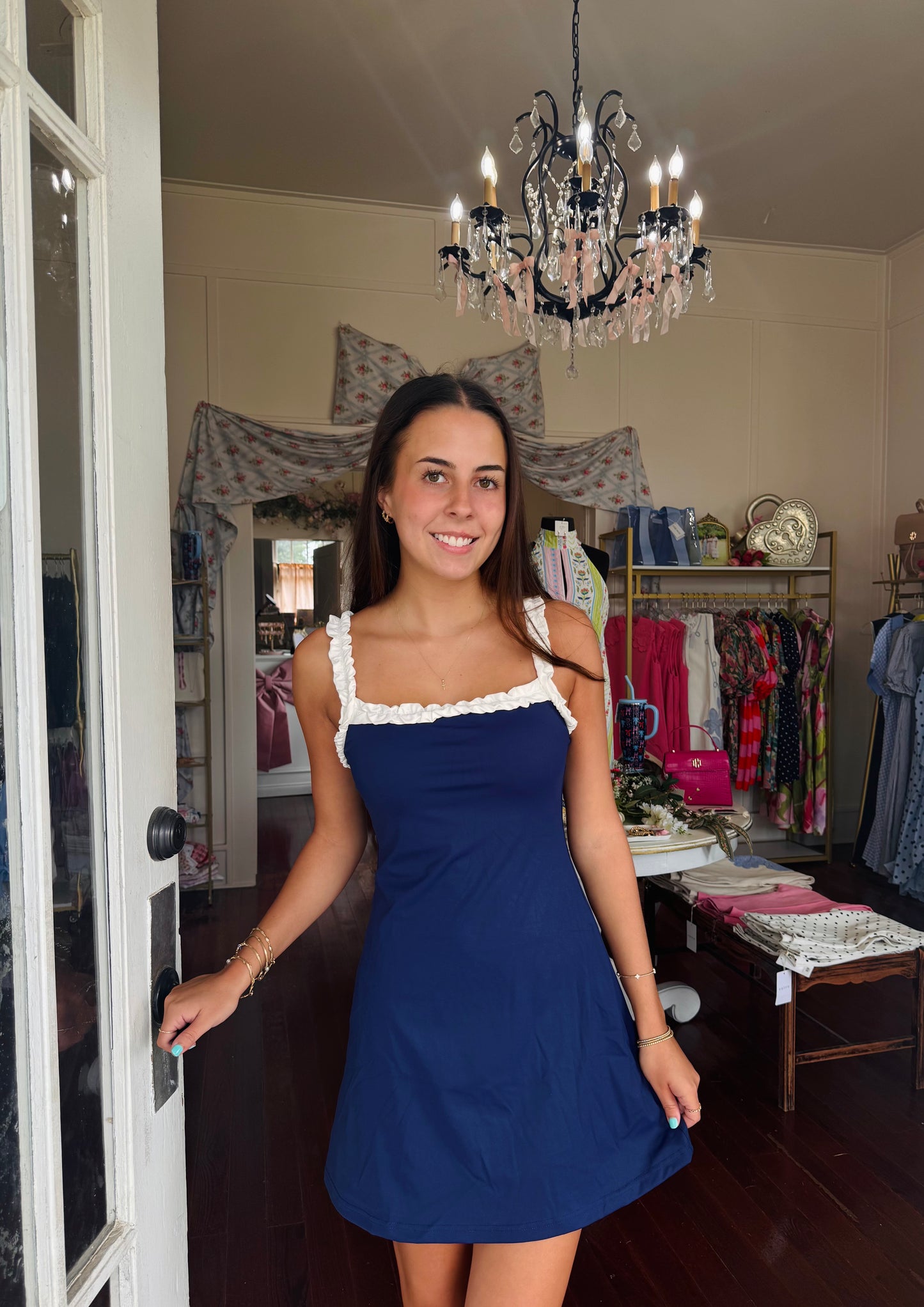 Navy Ruffle Athletic Dress