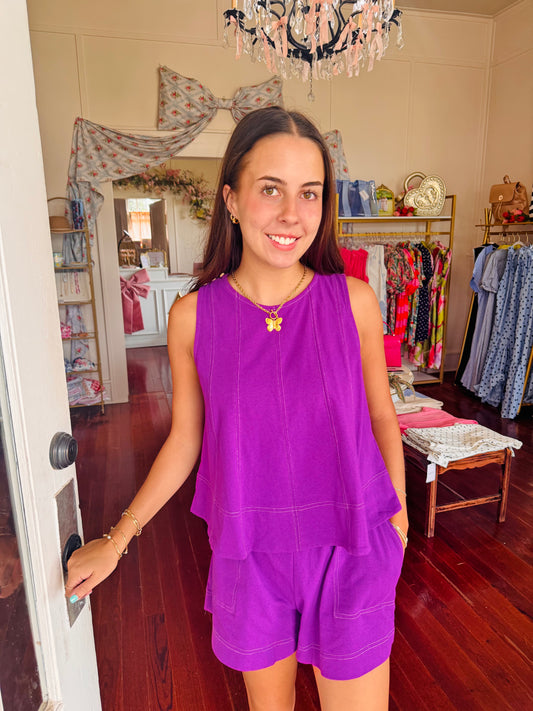 Paige Purple Stitched Set