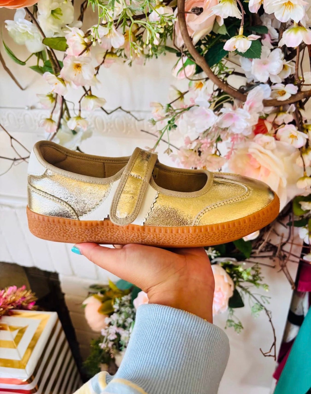 Calm Down Gold Mary Jane Sneakers