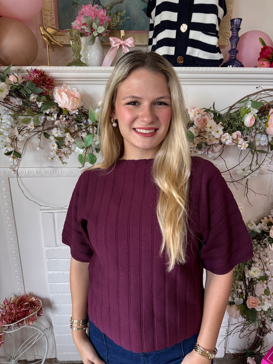 Lovely Red Wine Sweater Top
