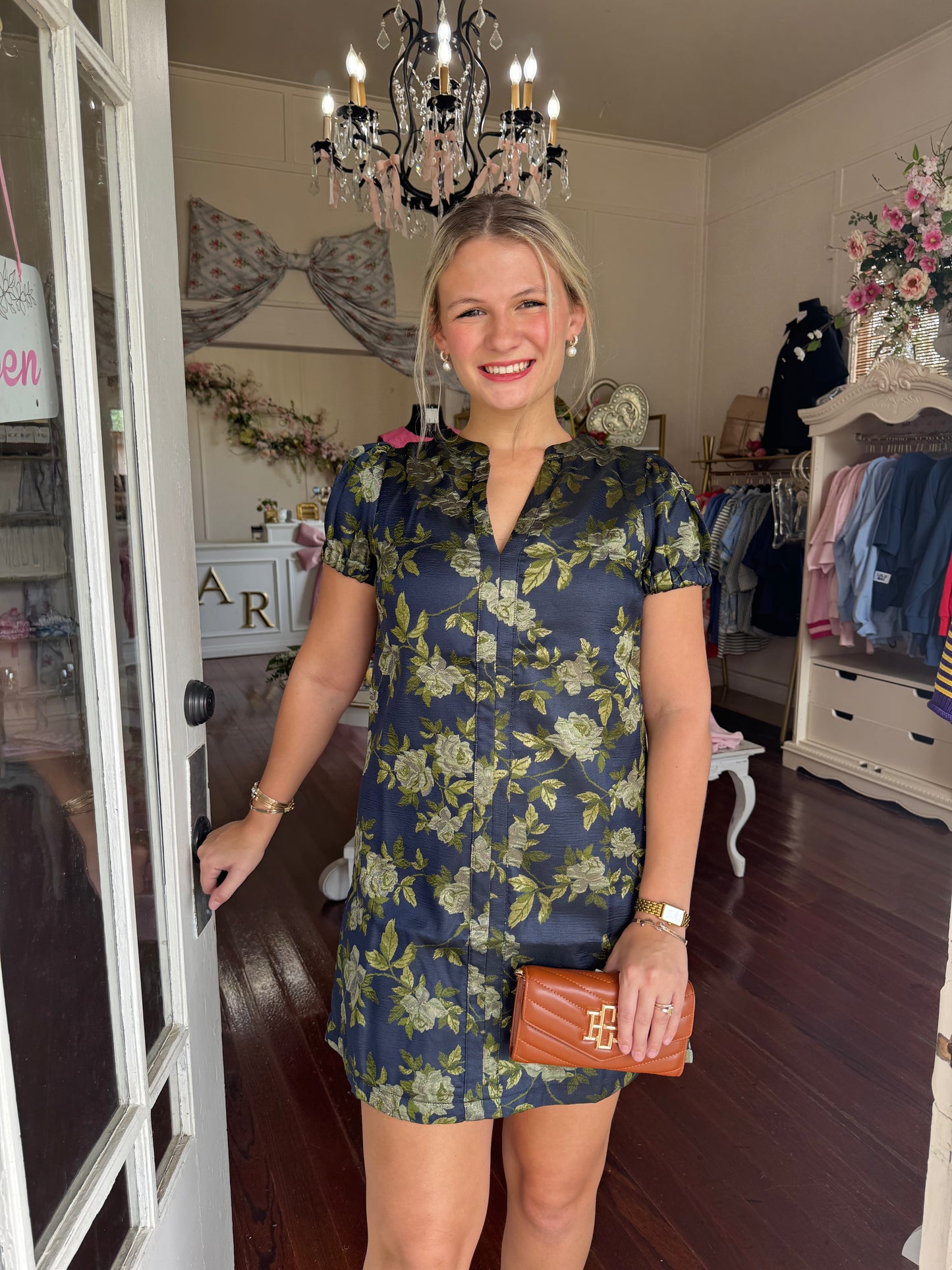 Lively Navy/Olive Jacquard Dress