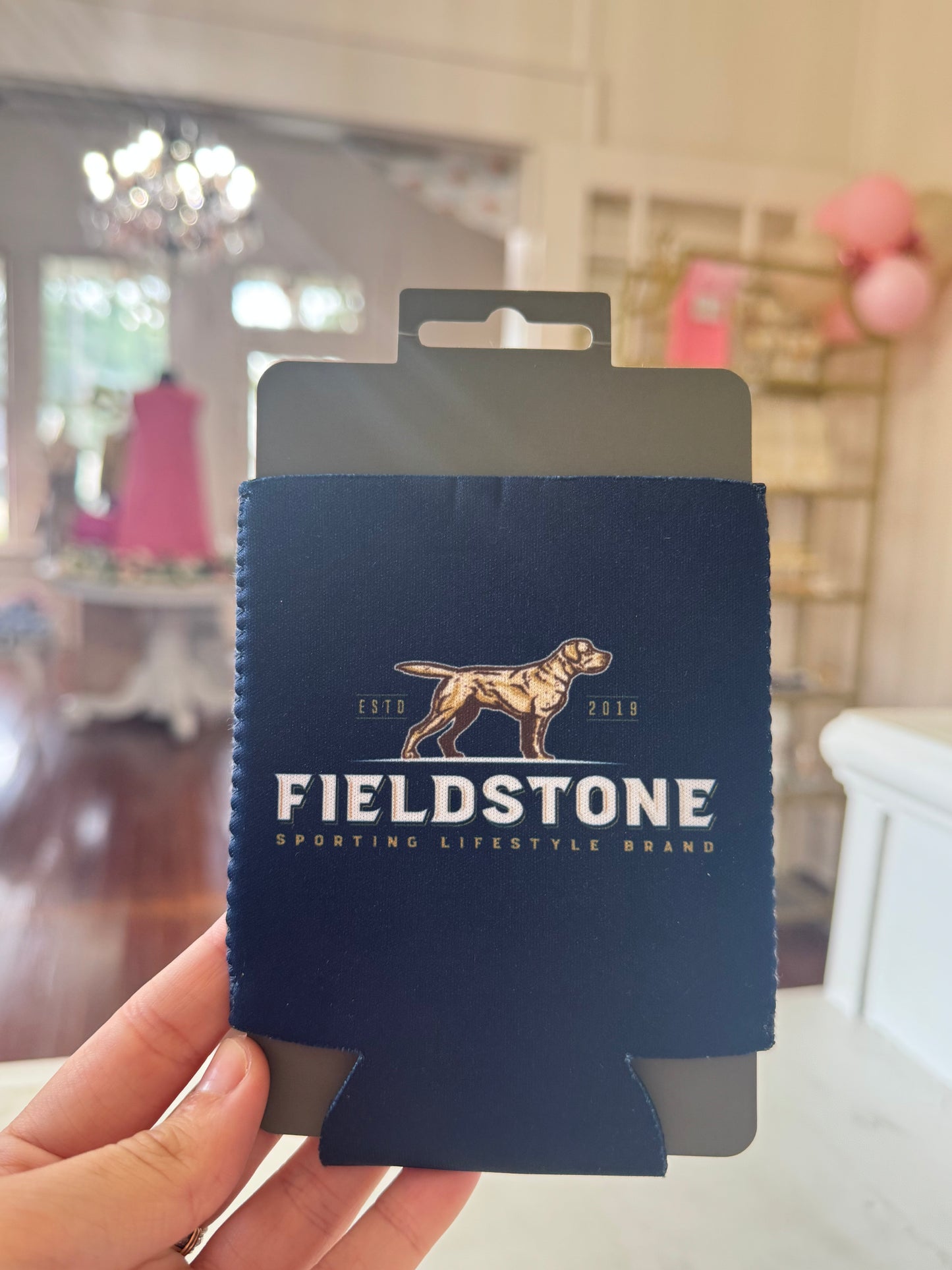 Fieldstone Navy Logo Can Coozie-One Size