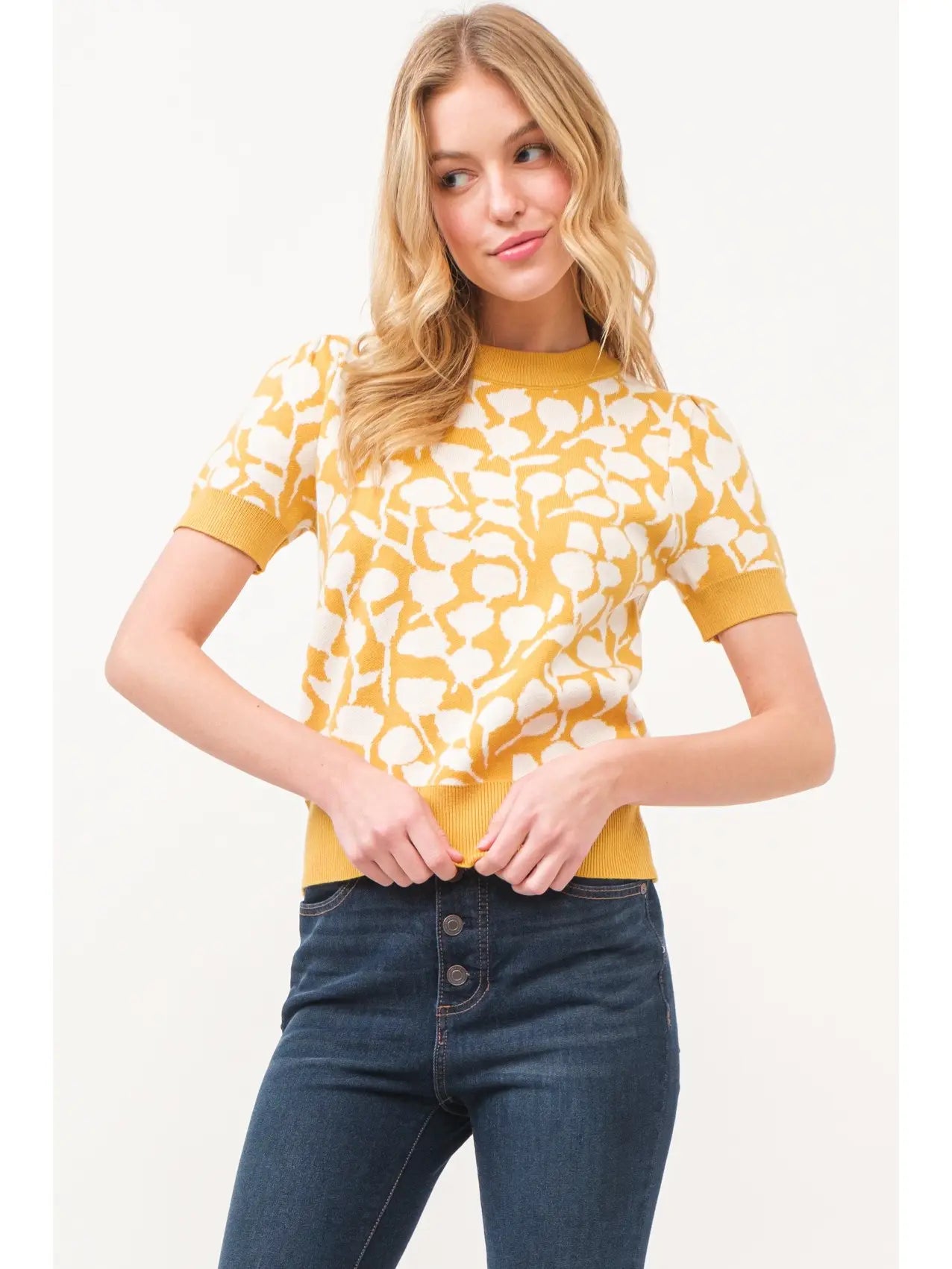 Mustard Floral Top