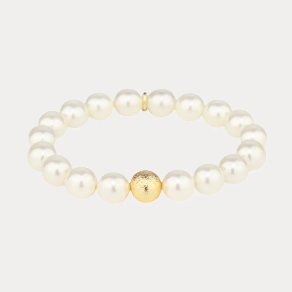 WHITE PEARL MALA BEADED BRACELET- ONE SIZE FITS ALL