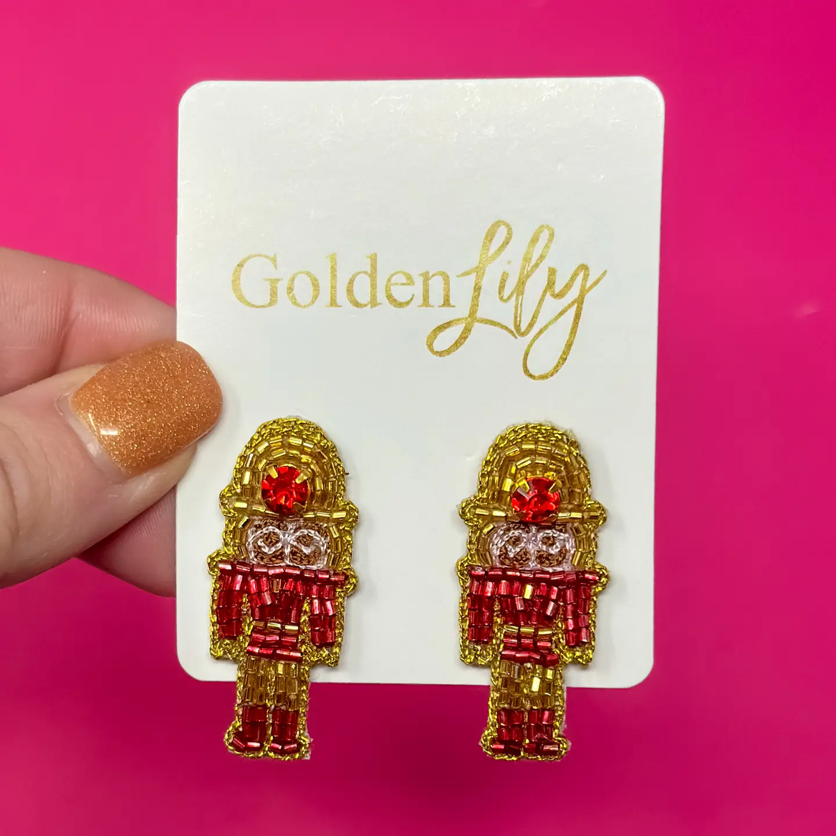 Christmas Nutcracker Stud Earrings - Red