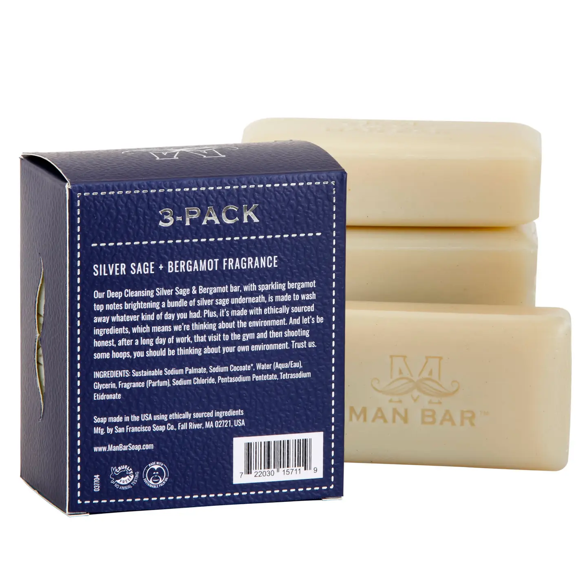 Man Bar Miniature Silver Sage & Bergamot 3pc Gift Set