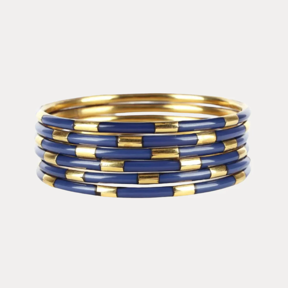 NAVY VEDA BANGLES - SET OF 6